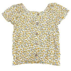 Lily Bleu Girls White & Yellow Floral Top NWOT
